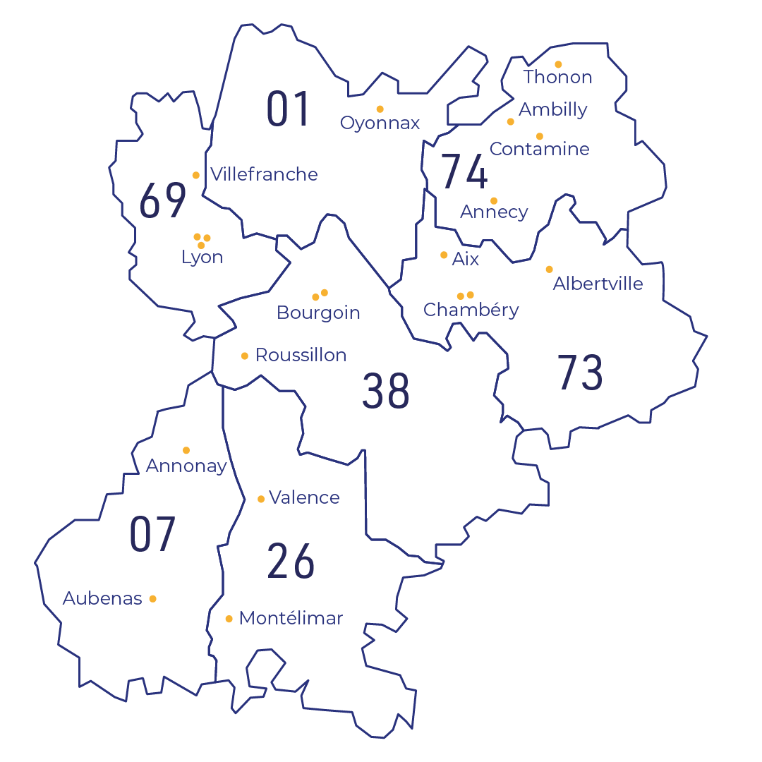 Carte des unités de l'AURAL